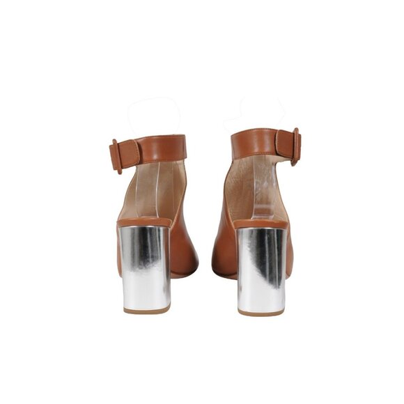 Prada Womens Open Toe Ankle Wrap Heel Booties US9.5 EU39.5 Brown Leather Boots - Picture 6 of 11